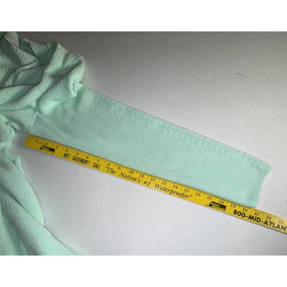 J. Jill Mint Green Cardigan Sweater Open Front MEDIUM TALL Longer Cotton EUC - Picture 12 of 14